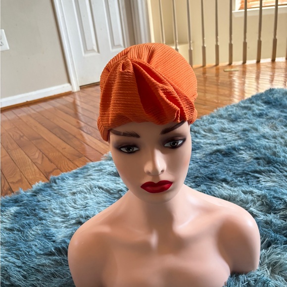 Orange Ribbed Turban Hat - Picture 3 of 3